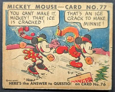 Mickey Mouse 1935 R89 Gum Card #77 (Minor Stains Soft Corners) • $75