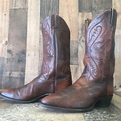 Tony Lama 6584 Vintage Classic Brown Cowboy Boots Mens 11 D • $110