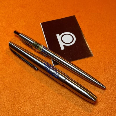 £130 • Buy PLATINUM Twin Set / Stainless Fountain Pen & Ballpoint Pen / Made In Japan / NOS