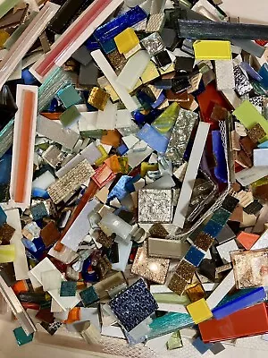 Assorted Lot Of Mixed Glass Mosaic Craft Tiles!  5lb • $20