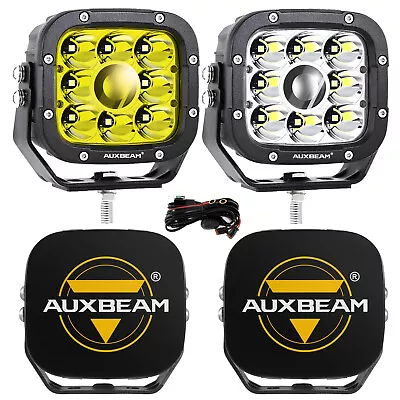 AUXBEAM 5  Inch LED Work Light Bar Driving Fog Lamps Pods +Shield Covers Protect • $119.89