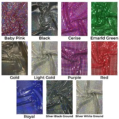 SQUARE SEQUINS FABRIC HOLOGRAM Sparkly Decorations Shiny Weddings Costumes Dress • £5.99