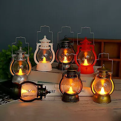 Vintage Lantern Desk LED Oil Lamp Light For Tree Prop Outdoor Camping Home • £6.01