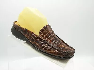 MEPHISTO Cool-Air Sz 7.5 M Brown Croc Print Mule Slide Moc Toe Shoes For Women • $49.99