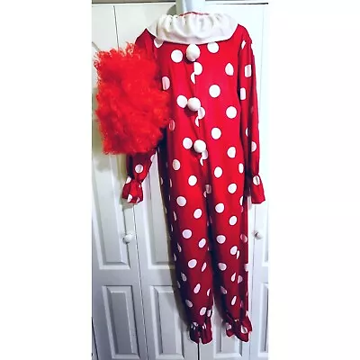 Rubie's Clown Adult Costume Red Wig Adult White Poms Polka Dots Classic Killer • $26.99