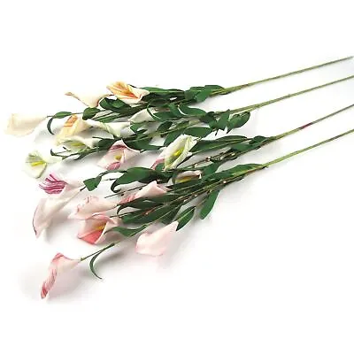 5 Head Striped Calla Lily Spray - Artificial Flowers Craft Fake Stem • £2.99