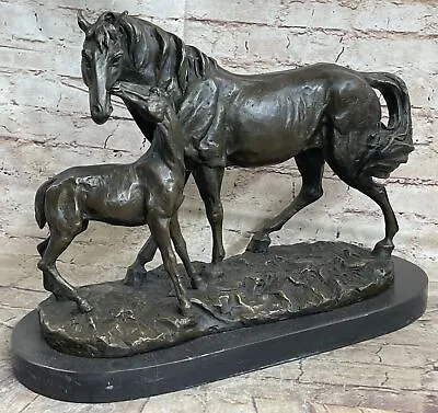 Vintage Detailed Bronze Horse Foal Figure Cast Solid Metal Statue Colt Artwork • $599