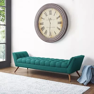 Modway Mid-Century Modern Tufted Teal Upholstered Fabric 53  Entryway Bench • $285.90