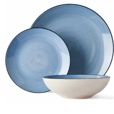 $45 • Buy 12 Piece Stoneware Dinner Set Green 4 Dinner Plates/4 Side Plates/4 Bowls Tapas