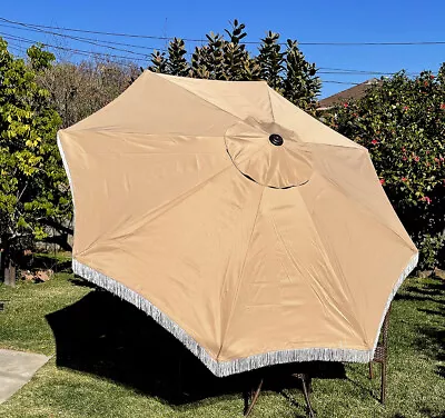 BELLRINO Replacement Tassel Edge Medium Coffee Umbrella Canopy For 9FT 8RIBS • $31.99