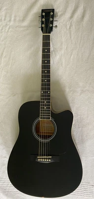 $21.50 • Buy Acoustic Guitar With Pickup, EQ. Gloss Black With And Soft - Livingstone / Aldi