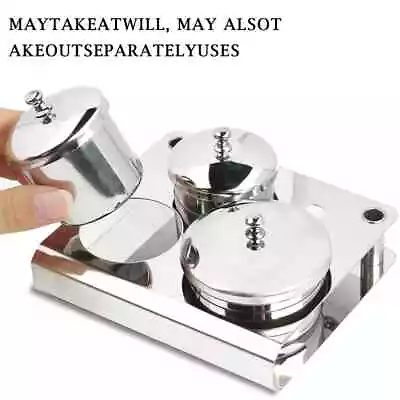 3pcs/set Acrylic Stainless Steel Container Tray Dish Cup With Metal Lid Nail Art • $24.38