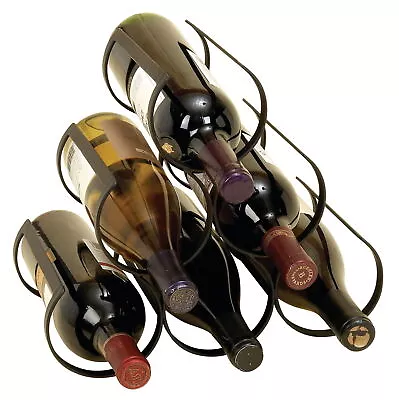 Industrial Style 12  X 10  Black Metal 6 Bottles Wine Rack 1-Piece • $19.99