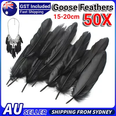 50pcs Black Goose Feathers 15-20cm Natural Feather DIY Craft Wedding Party Decor • $4.85