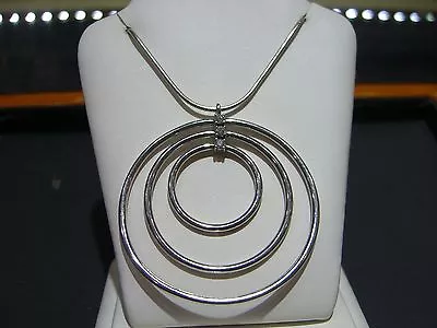 Movado 18 Karat White Gold Diamond And Sterling Silver Pendant Necklace Circle!! • $2500