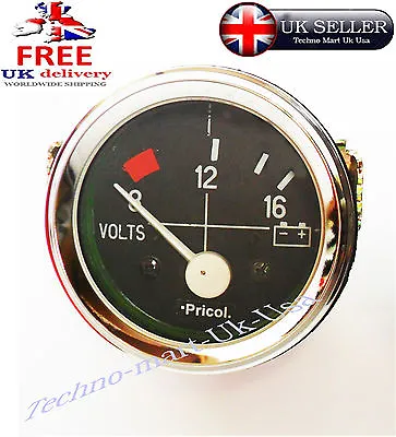 £19.99 • Buy 8-12-16 Bar Car Auto Chrome Volt Voltmeter Voltage Meter Guage Clock 52mm 2  Dia