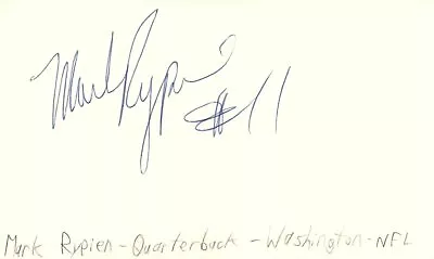 Mark Rypien Quarterback Washington NFL Football Autographed Signed Index Card • $5