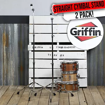 GRIFFIN Straight Cymbal Stand 2 PACK - Percussion Drum Hardware Mount Holder Set • $68