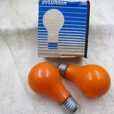 Vintage Sylvania GTE Orange Light Bulb 60W Watt  2 Pack USA MADE • $12.95