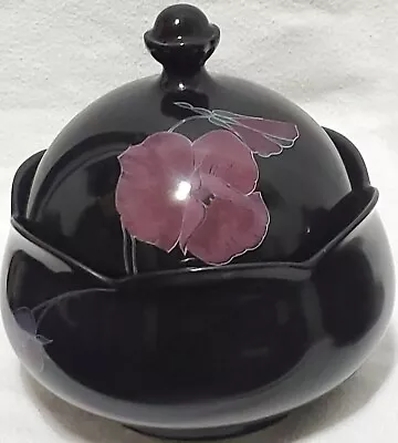 Mikasa Rondo Tango EJ702 Candy Dish  With Lid Black  ~5 X~5¾   • $29.99