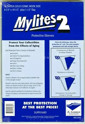  50 E. Gerber Mylites 2 Mil Mylar Super Gold Comic Book Sleeves 825M2 • $32.75