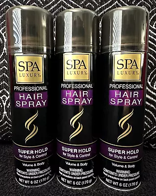 3 SPA LUXURY SUPER HOLD AEROSOL HAIRSPRAY STYLE CONTROL VOLUME FULL BODY 6oz LOT • $19.95