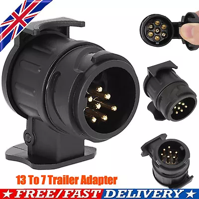 13 Pin To 7 Pin Trailer Adapter Socket Plug Towing Truck Bar Converter Electric • £6.49