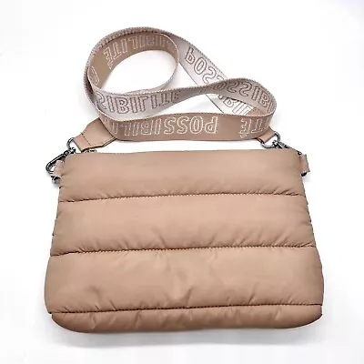 H & M Divided Possibilite Padded Puffy Mauve Beige Crossbody Detachable Strap 7” • $14.97