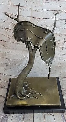 Abstract Surrealist Multi Color Patina Melting Clock By Salvador Dali Bronze Art • $399