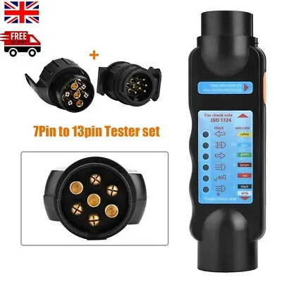 7 Pin Trailer Socket Tester Electrical Tow Bar Wiring Circuit Light Test Tool • £12.38