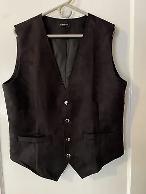 Coofandy Slim Fit Waistcoat Vest  Lined- Black 4 Button Size Medium Suede Feel • $14.99