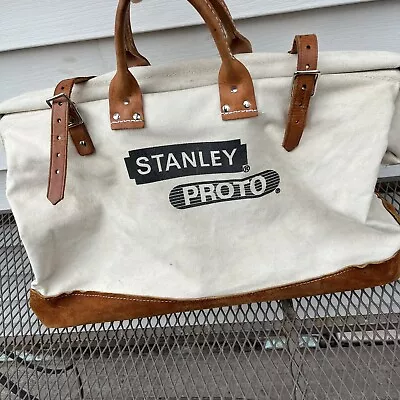 Stanley Proto Reinforced Canvas Mason Tool Bag Leather Handles And Straps • $44.95