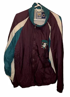 Vintage 90s Anaheim Mighty Ducks Competitor NHL Full Zip Windbreaker Jacket XL • $99.99