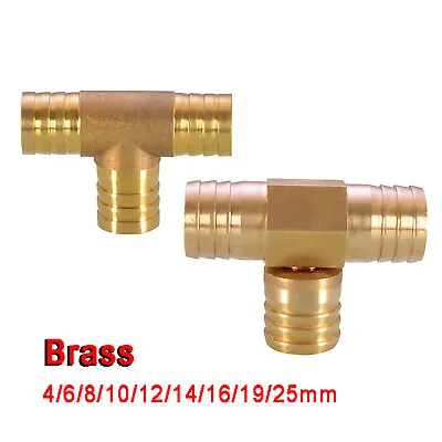 £2.03 • Buy Brass T Piece Joiner Fuel Hose Gas Joiner Barb Tail Tee Connector Fitting 4-25mm