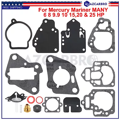 Fits Mercury Mariner MANY 6 8 9.9 10 1520 & 25 HP Carb Carburetor Rebuild Kit • $11.94
