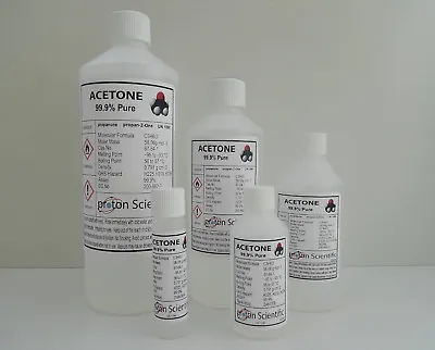 £8.49 • Buy Acetone 99.9% Pure High Quality ACS/Lab Grade Nail Varnish Remover 5 Sizes