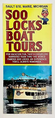 1990s Soo Locks Boat Tours Sault Ste Marie Michigan Vintage Travel Brochure Map • $12.50