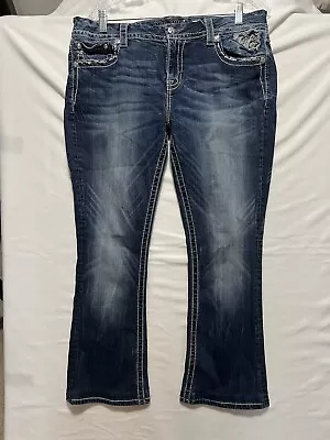 Miss Me Jeans JE8653ER Standard Easy Boot 33x28 Rhinestone  Big Design On Back • $30