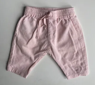 Country Road Baby Girl Size 0-3 Months Pale Pink Cord Drawstring Pants VGUC • $9.95