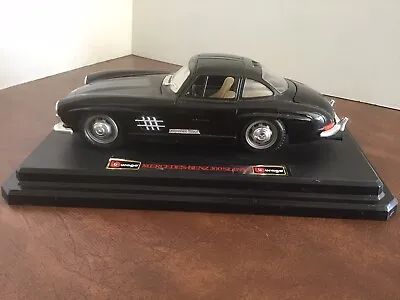 Burago 1954 Black Mercedes-Benz 300SL 1/24 Scale Diecast With Display Stand • $23