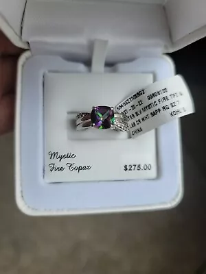 Sterling Silver Mystic Fire Topaz & Lab Created Wht Sapphire Ring Size 7  • $109.99