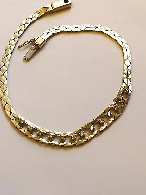 14K Yellow Gold Clear Stone Diamond ? Bracelet - 6.39 Grams 7.5  Italy Vintage • $153.50