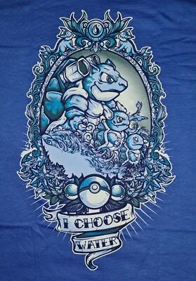 BRAND NEW QWERTEE I CHOOSE WATER BLUE T SHIRT Sz L POKEMON SQUIRTLE • £15