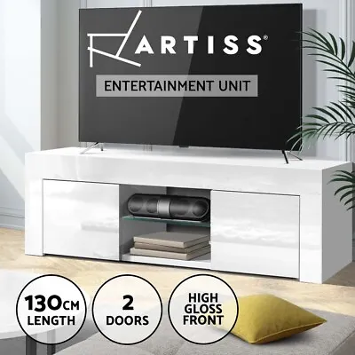 $107.95 • Buy Artiss 130cm TV Cabinet Entertainment Unit Stand High Gloss Storage Shelf White