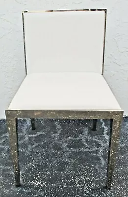 Nuevo Rennes White Leather Polished Stainless Steel Chrome Framed Side Chair • $300