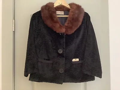 Vtg Peck & Peck Fifth Avenue Curly Lambs Wool Coat Mink Collar Jacket  ExCo • $11.99