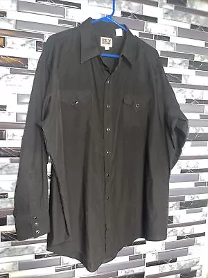 Vintage Ely Cattleman Western Pearl Snap Classic Black Shirt Men's Xxl 18/12x35 • $14.95