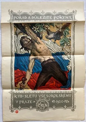 Original Vintage Poster SOKOL - PROGRAM- FESTIVAL -CZECHOSLOVAKIA- PRAGUE - 1920 • $119
