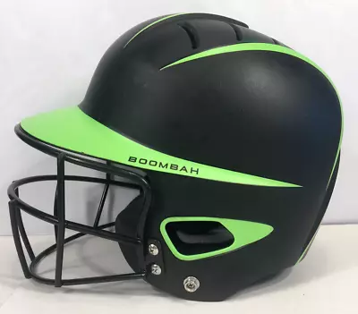 Boombah Baseball Softball Batting Helmet W/ Facemask Blk & Lime Green Sz 6 1/4-7 • $21.99