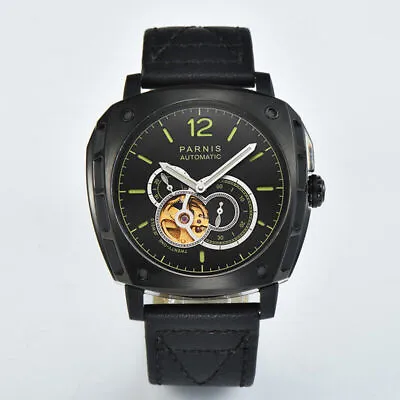 $126.40 • Buy Parnis 44mm Black Dial Black PVD Automatic Mechanical Mens Watch Miyota 82S7